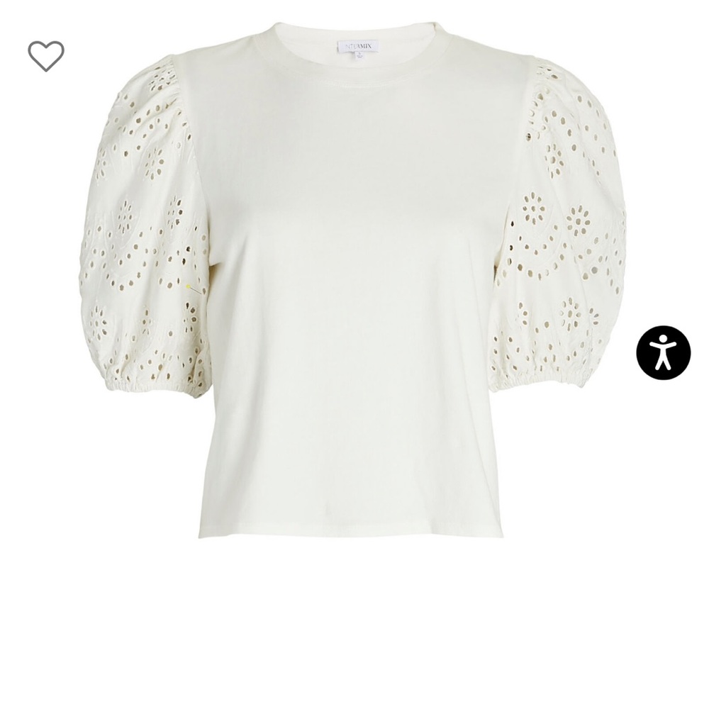 Intermix Sandra Eyelet Puff Sleeve Top NWOT